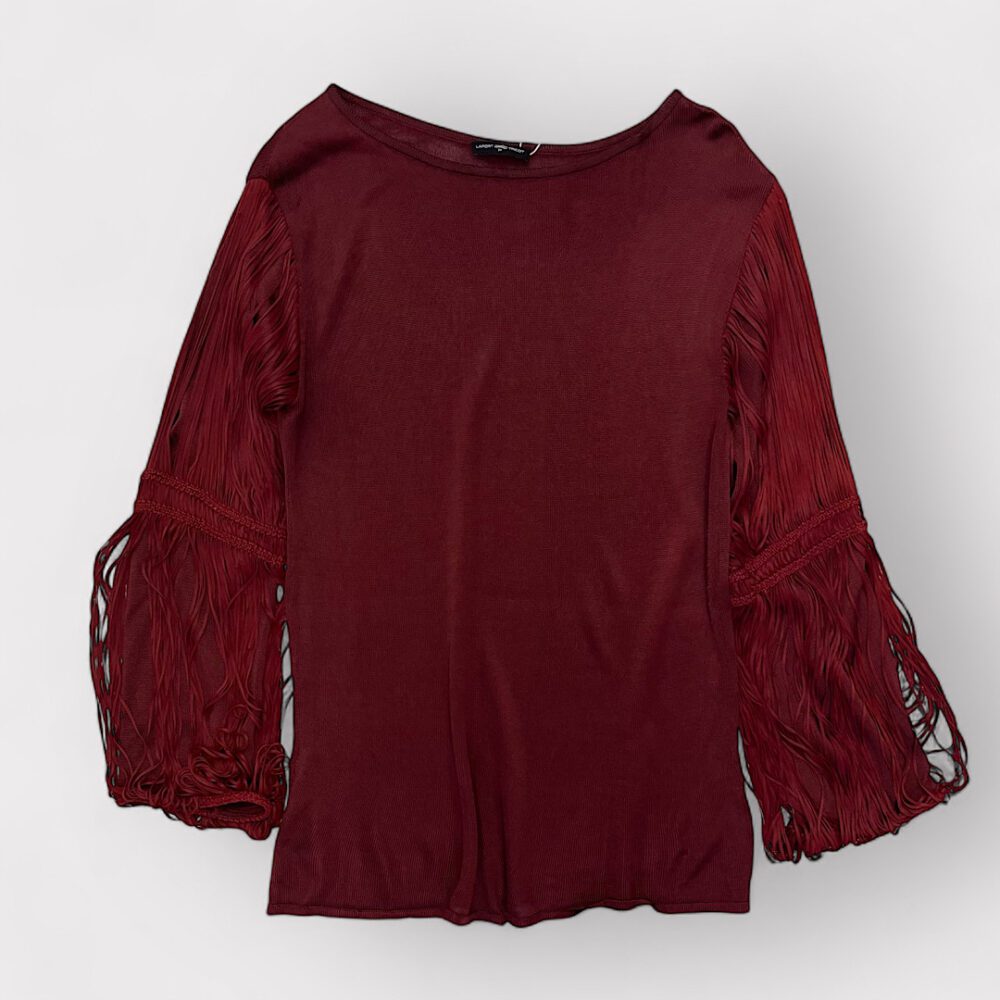 Blusa Tricot Marsala com Franjas Lafort, P