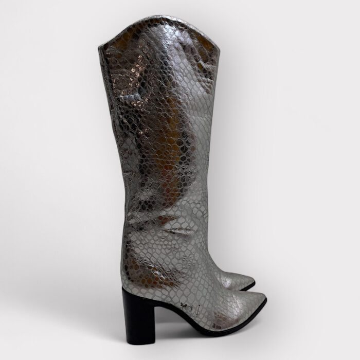 Bota Schutz Maryana Salto Croco Prata,36