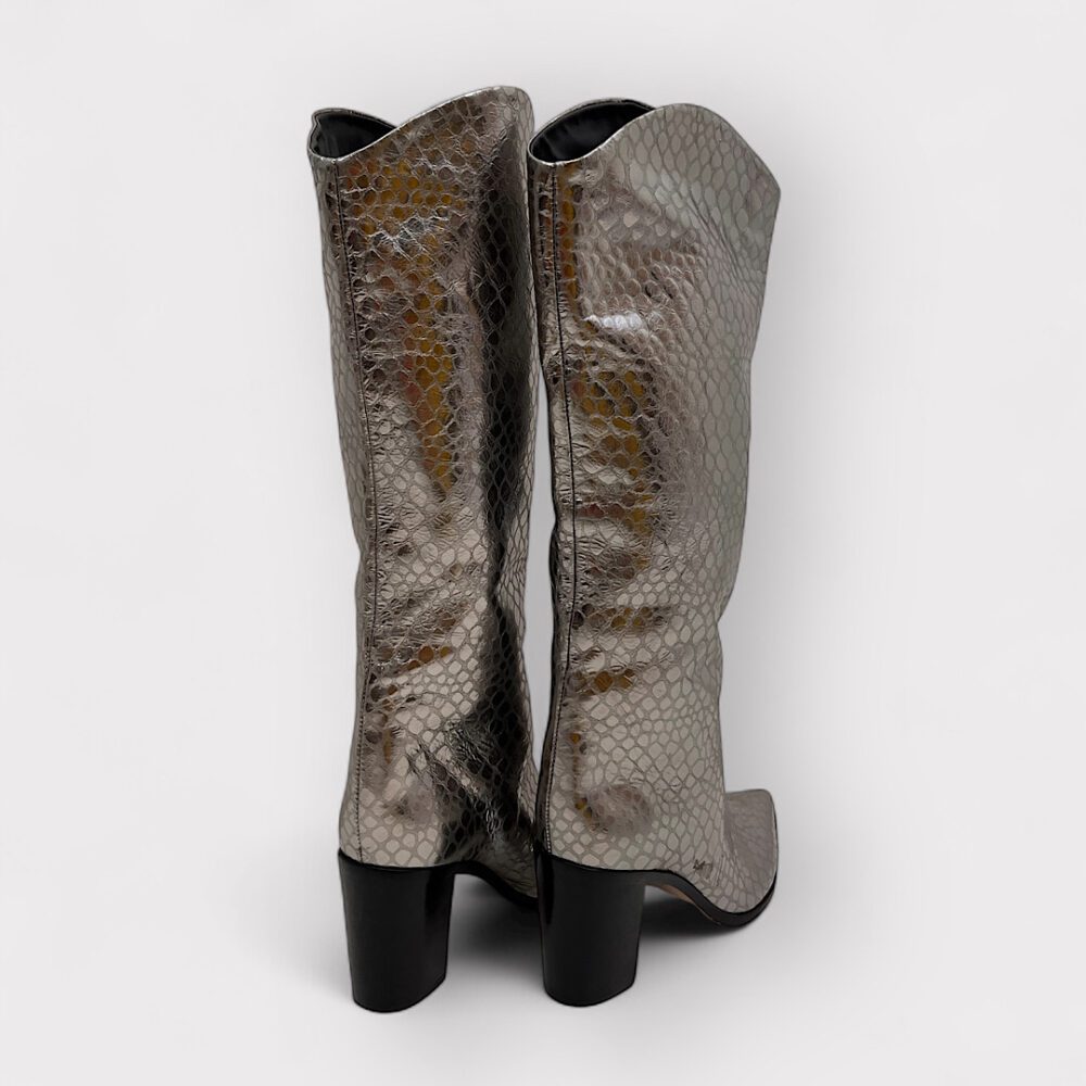 Bota Schutz Maryana Salto Croco Prata,36 - Imagem 2