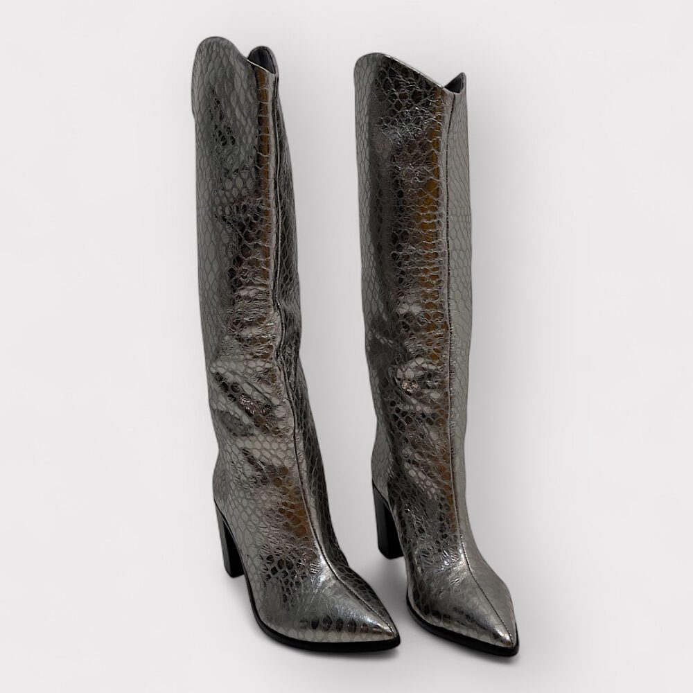 Bota Schutz Maryana Salto Croco Prata,36 - Imagem 3